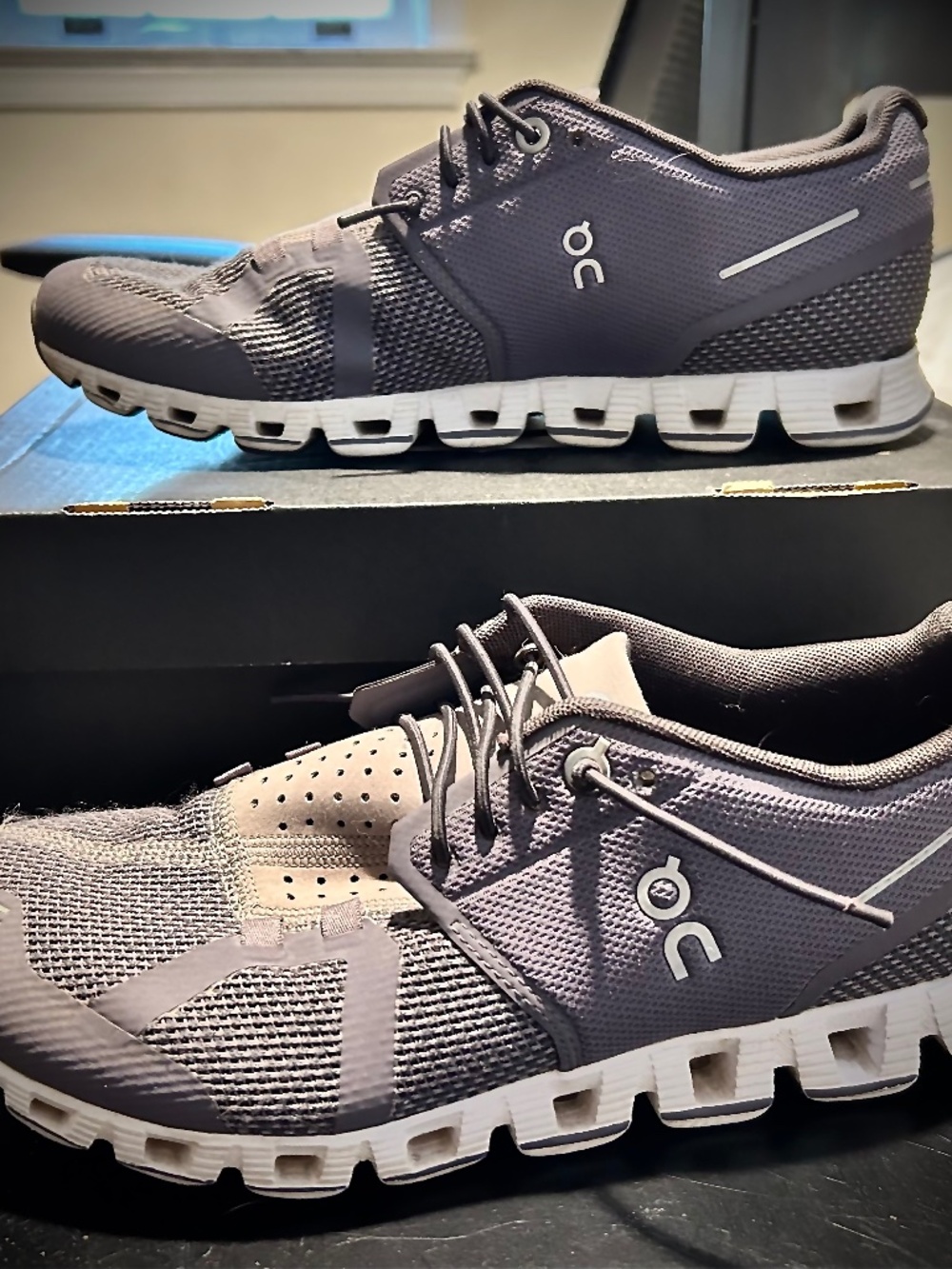 On Cloud 5 Gray Purple Running Shoes Size 7.5